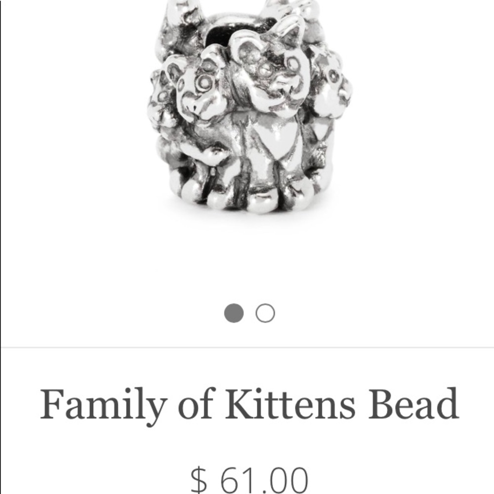 Trollbeads sterling silver Family of Kittens